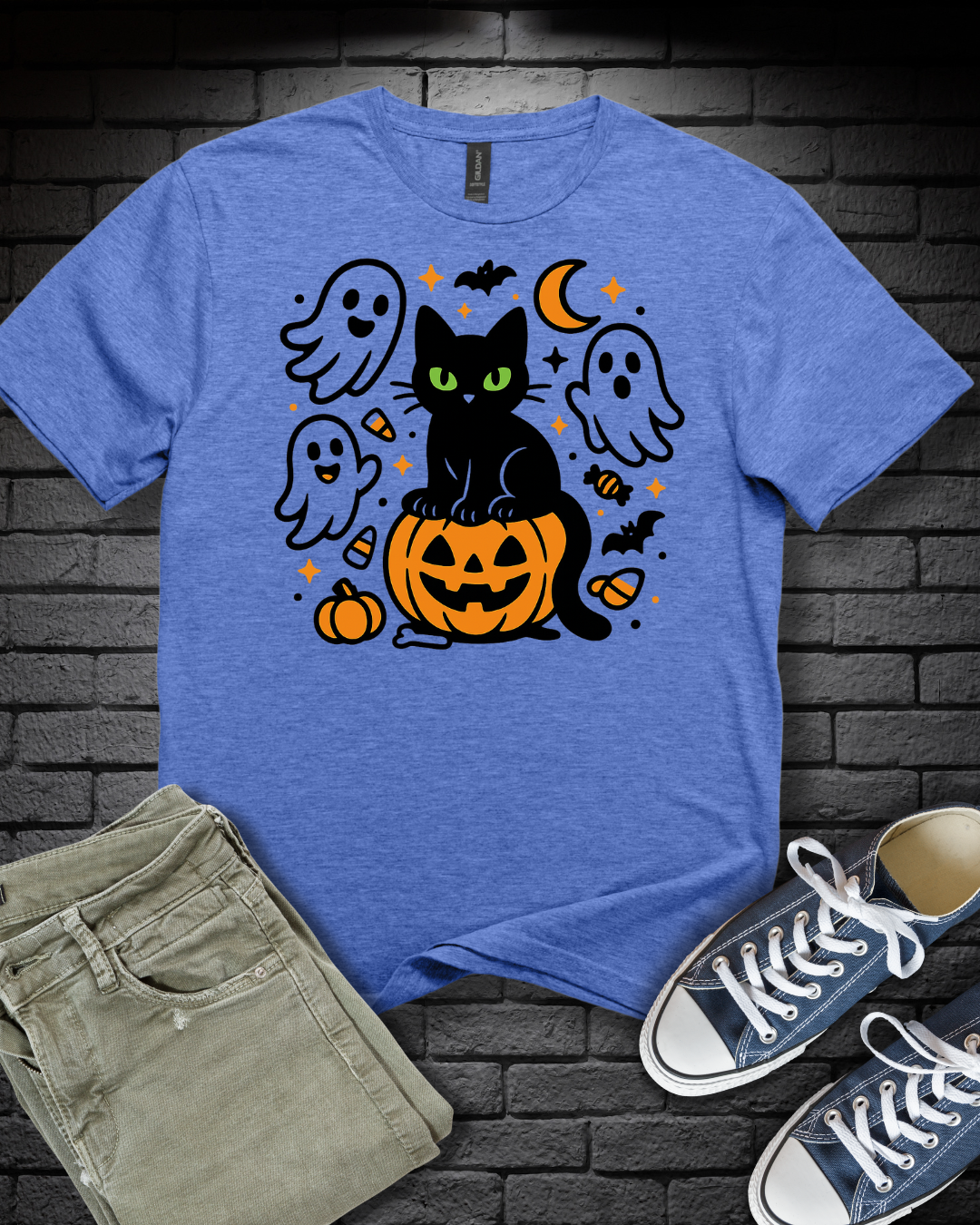 Halloween Cat and Ghosts