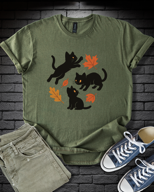 Black Cats Love Fall T-Shirt