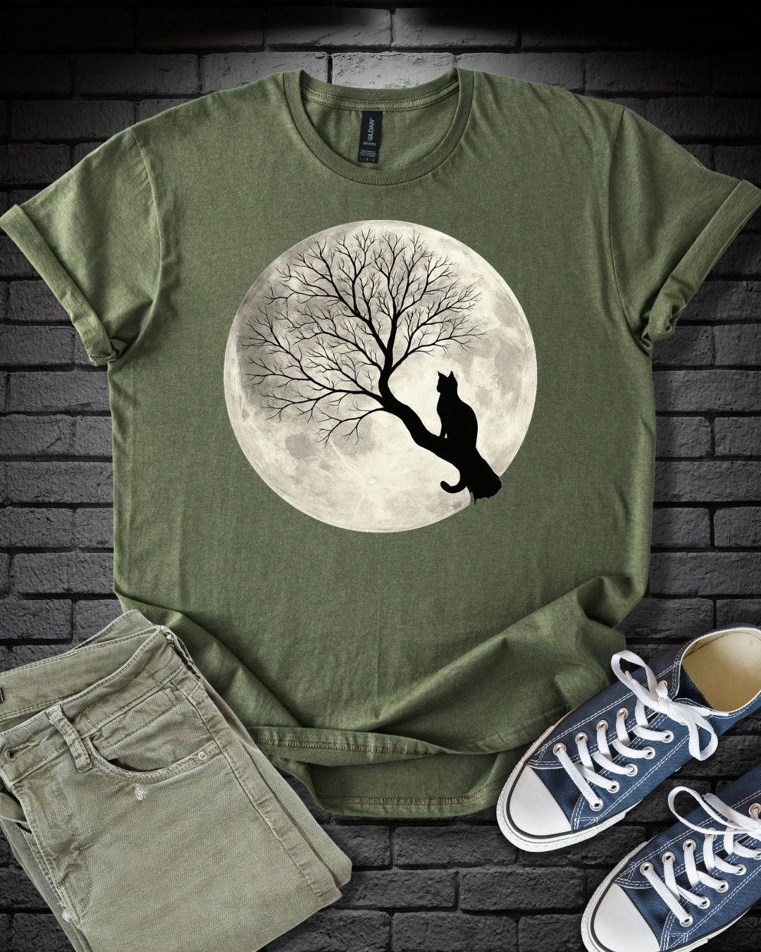 Cat Loving Full Moon T-Shirt