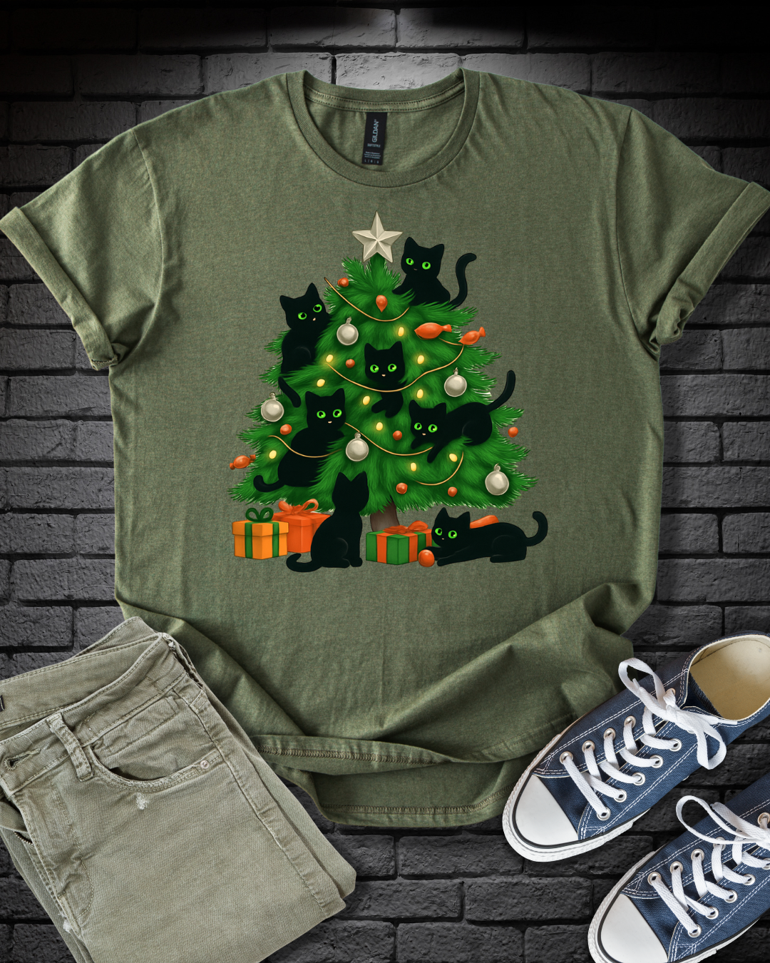 Playful Kitten Christmas Tree T-Shirt