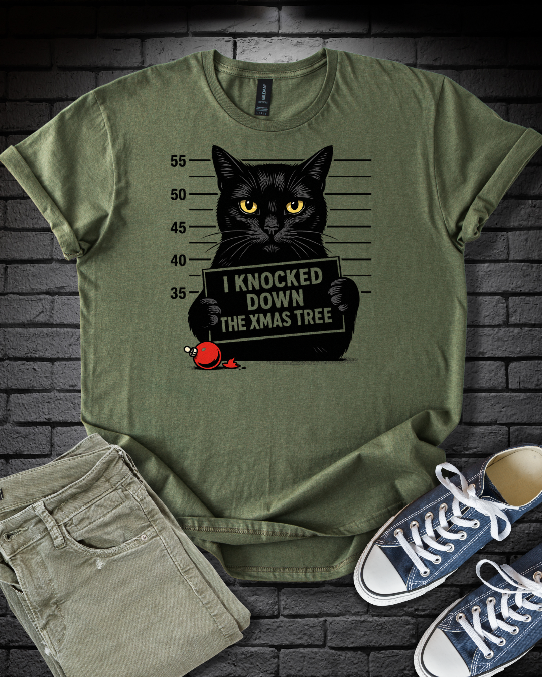 Cat Christmas Mugshot T-Shirt
