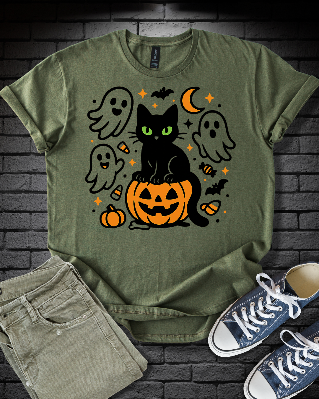 Halloween Cat and Ghosts