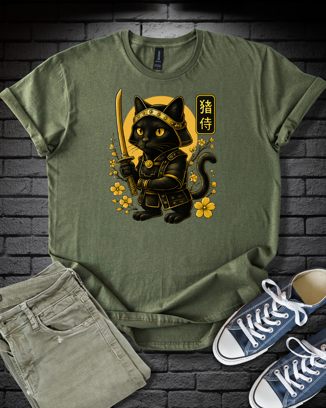 Golden Samurai Cat T-Shirt
