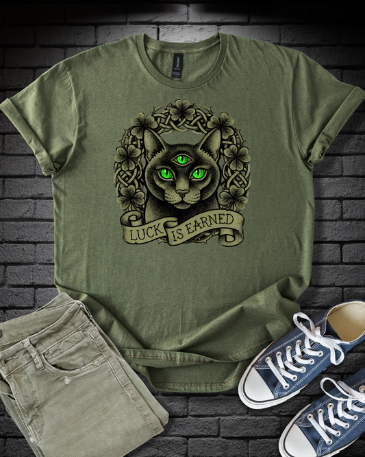 Luck is Earned Cat T-Shirt