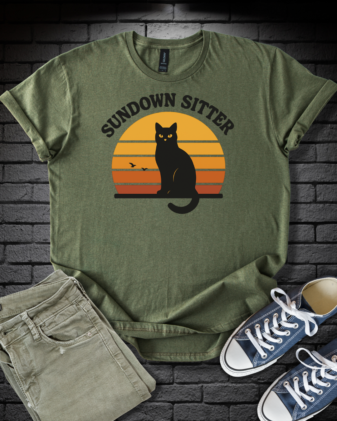 Sundown Sitter Cat T-Shirt