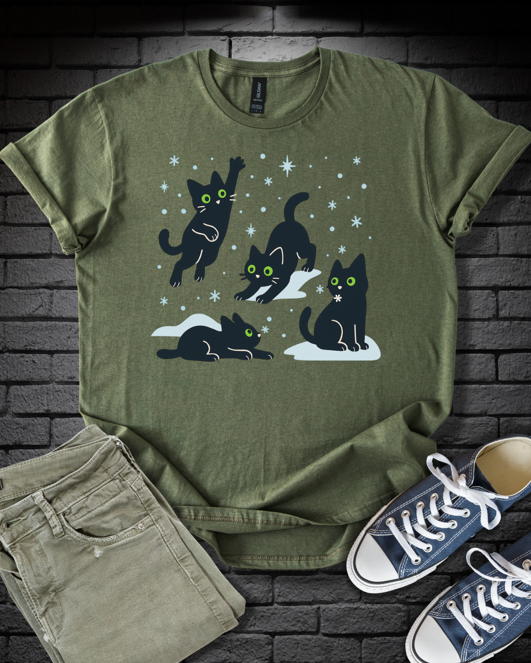 Frolicking Winter Kittens T-Shirt