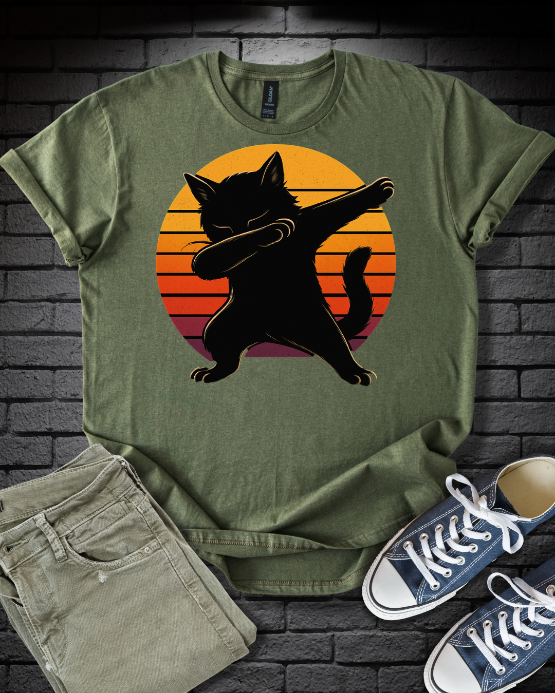Dabbing Sunset Cat T-Shirt