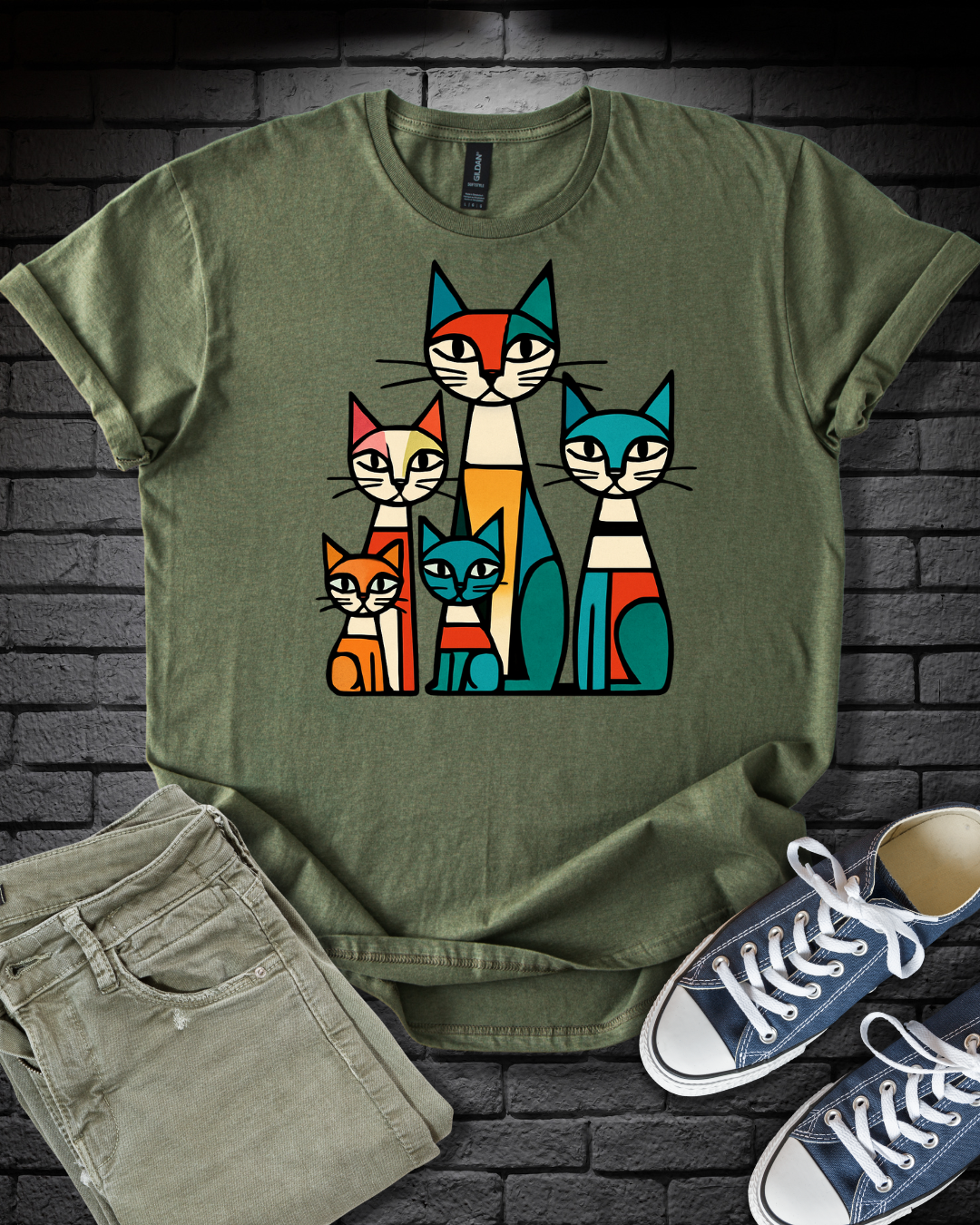 Abstract Cat Family T-Shirt