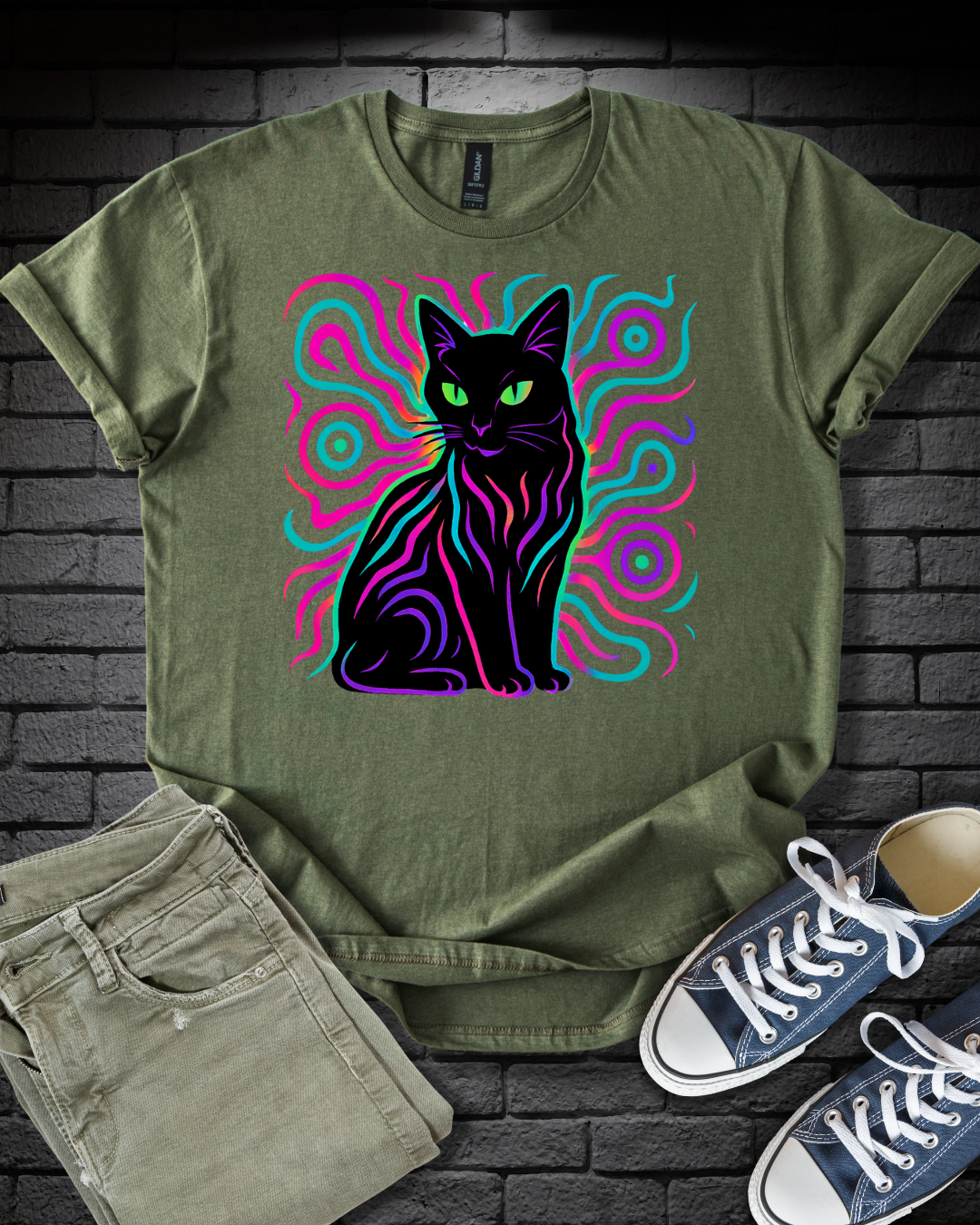 Cat In Neon Colors T-Shirt