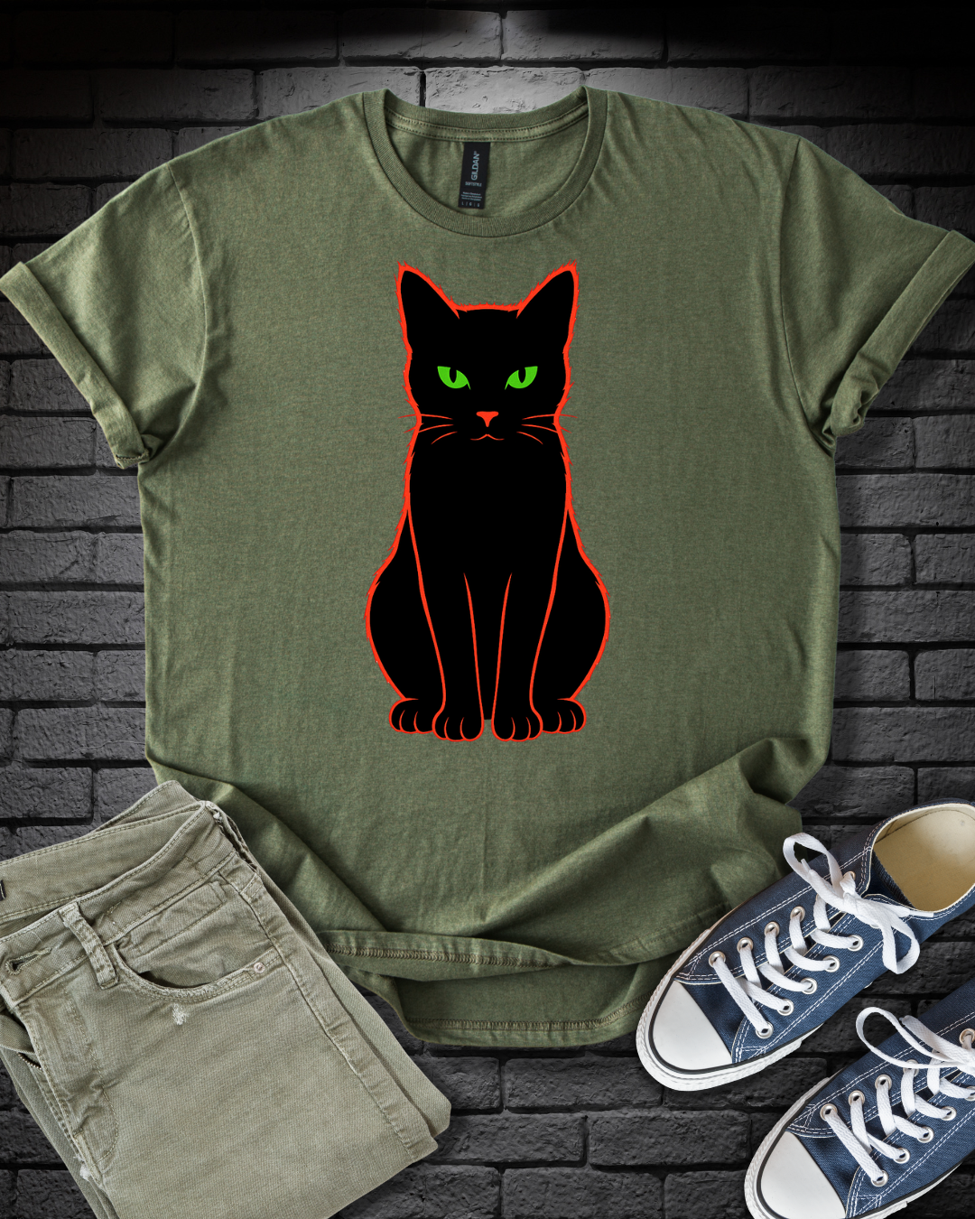 Neon Red Cat T-Shirt