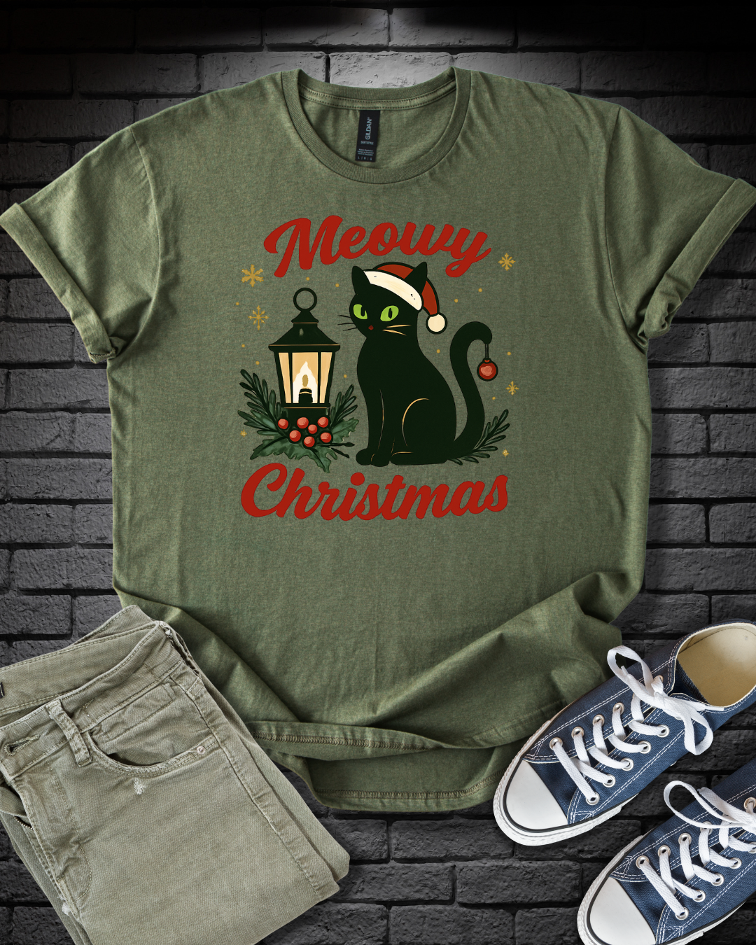 Black Cat Christmas T-Shirt
