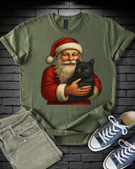 Santa Loves Black Cats T-Shirt