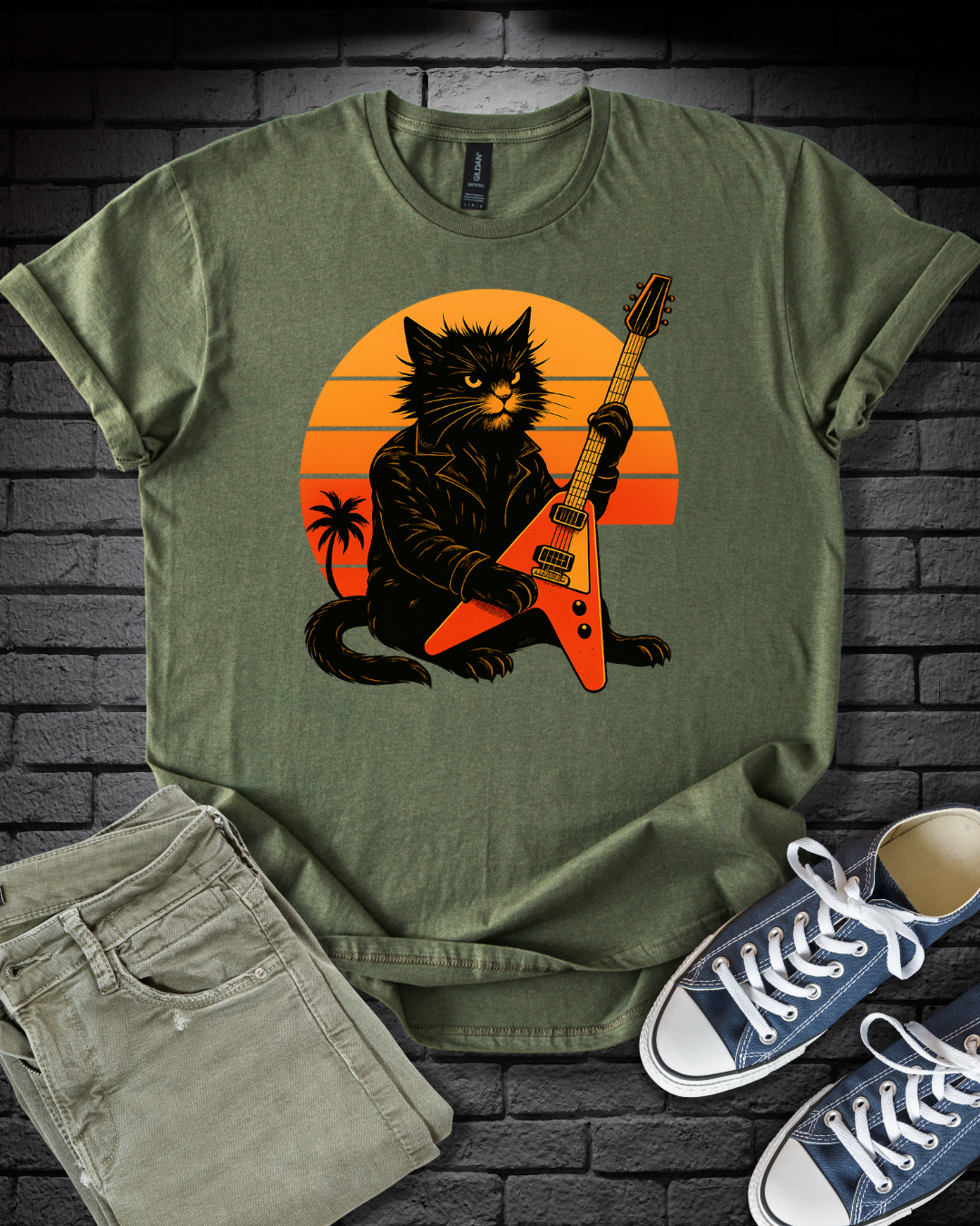 Guitar Hero Cat T-Shirt