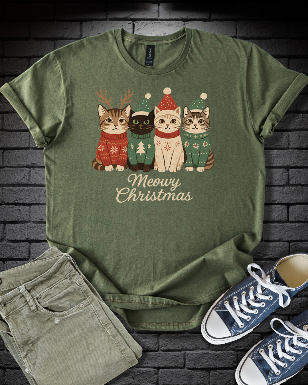Meowy Christmas Cat T-Shirt