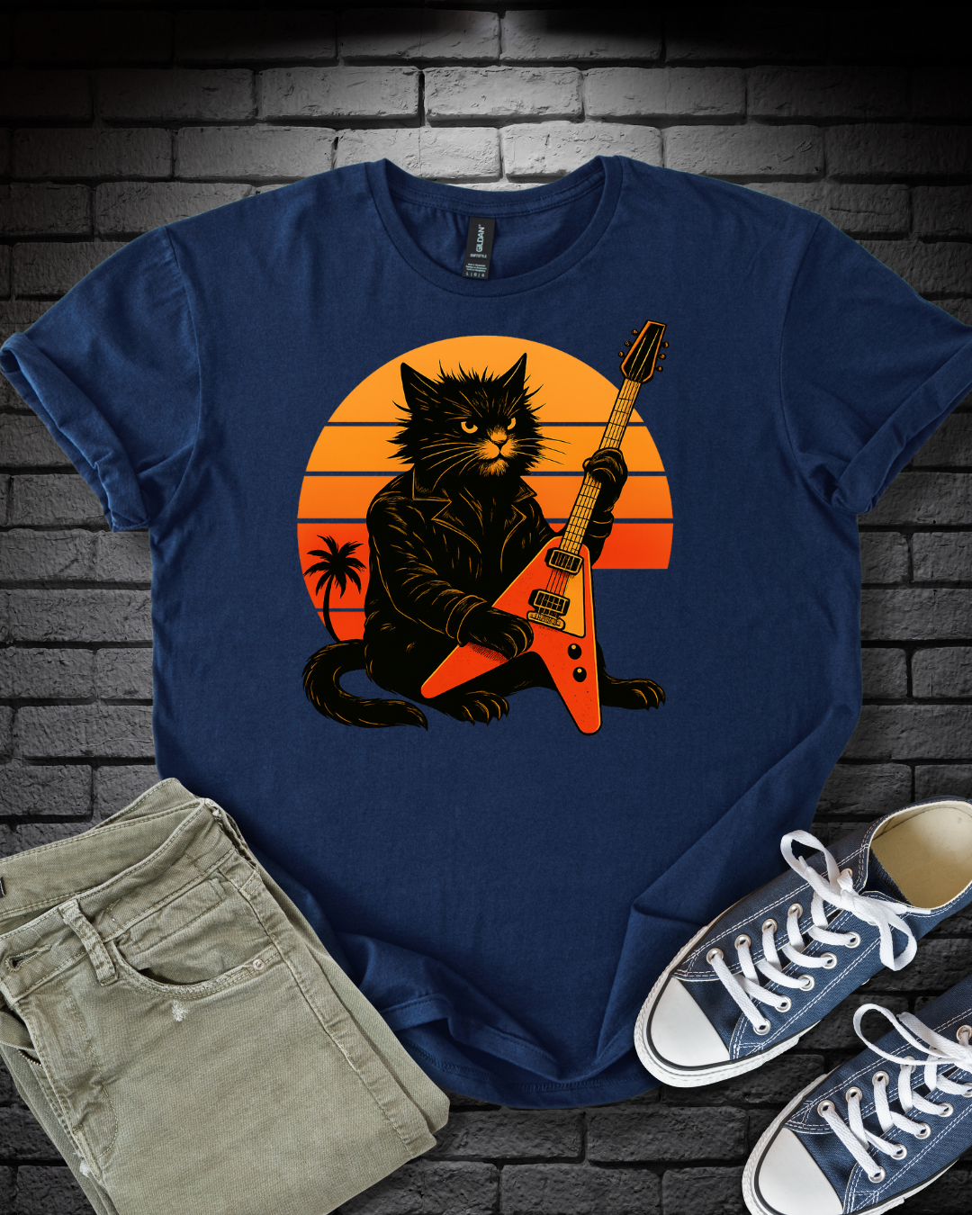 Guitar Hero Cat T-Shirt