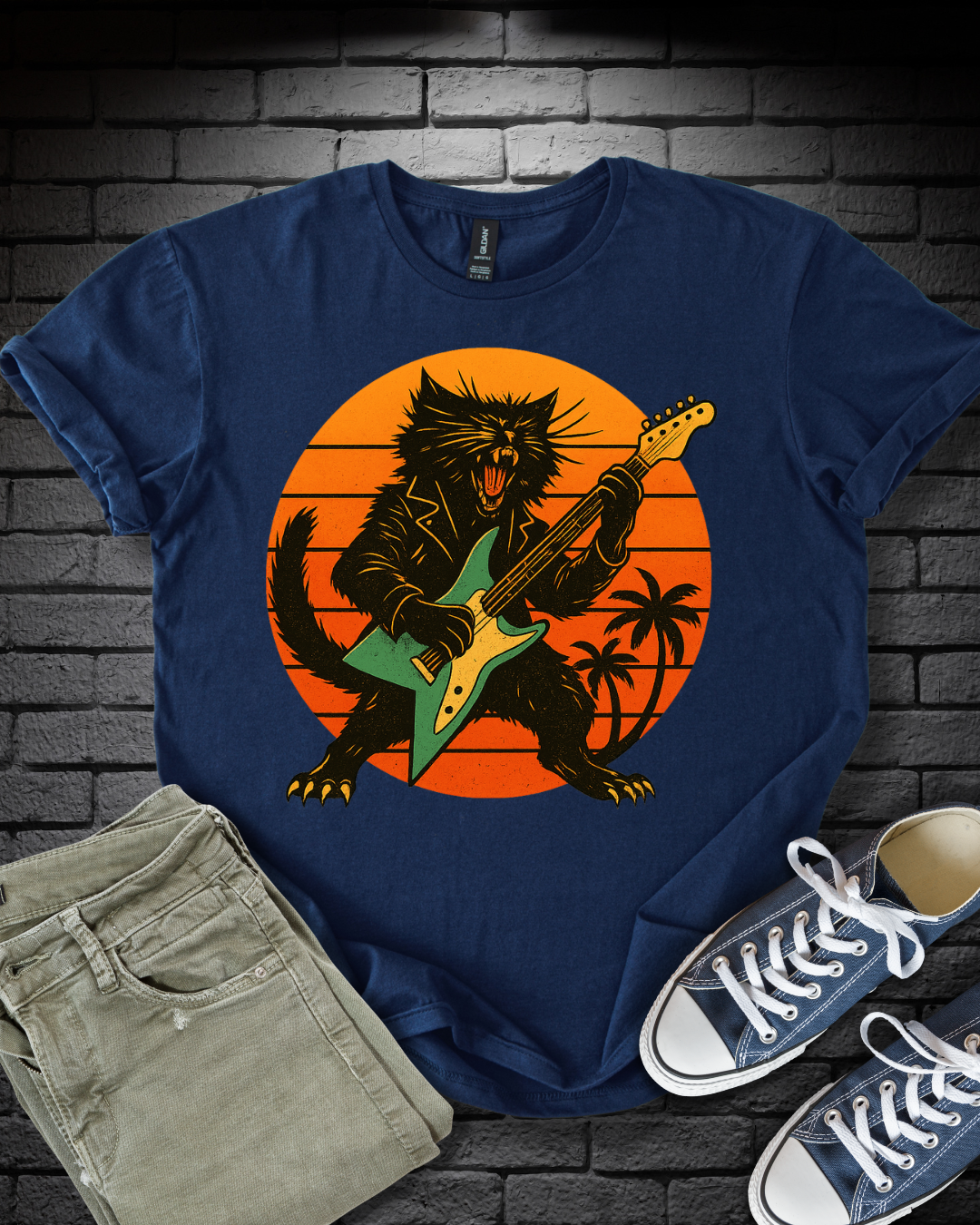 Rockstar Cat Shredding T-Shirt