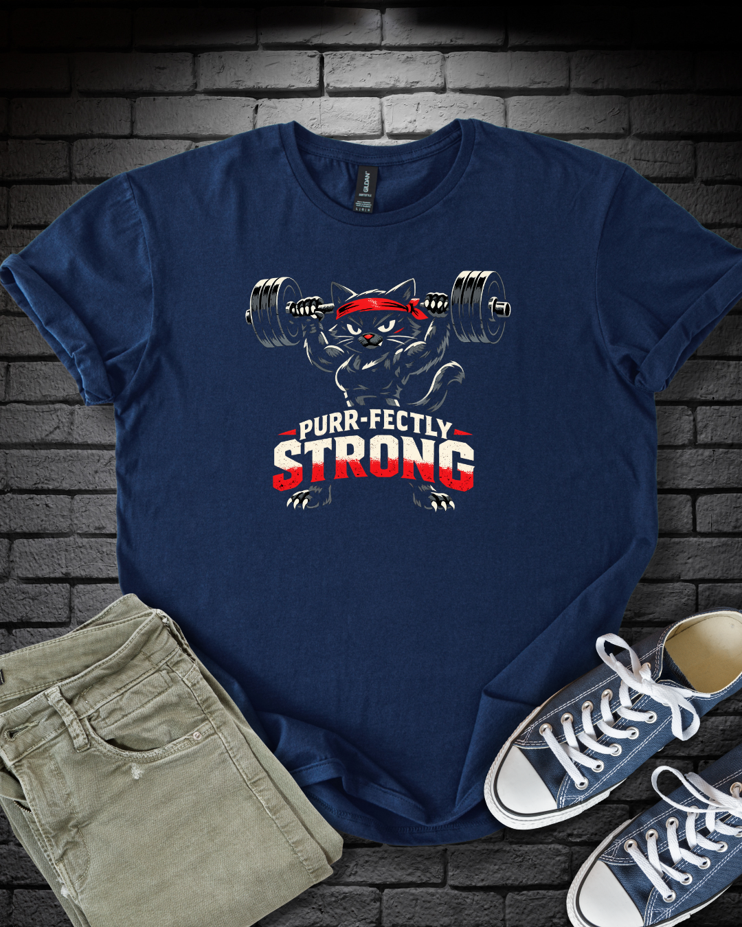 Purr-fectly Strong Cat T-Shirt