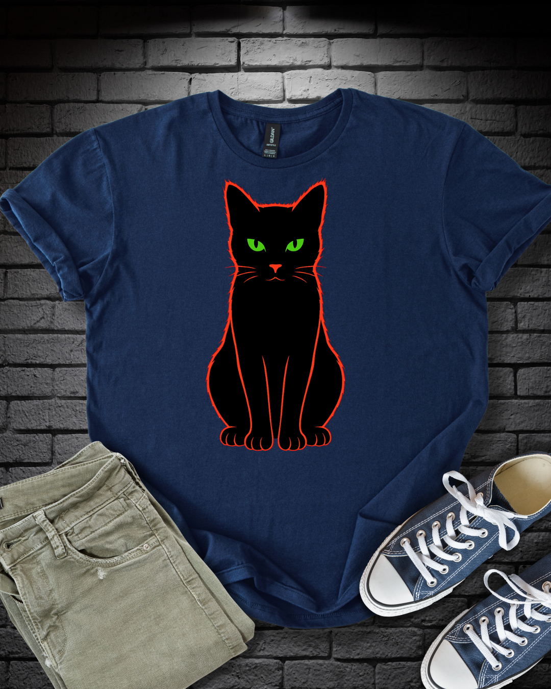 Neon Red Cat T-Shirt