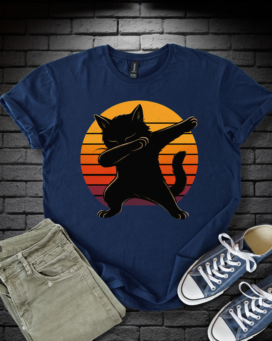 Dabbing Sunset Cat T-Shirt