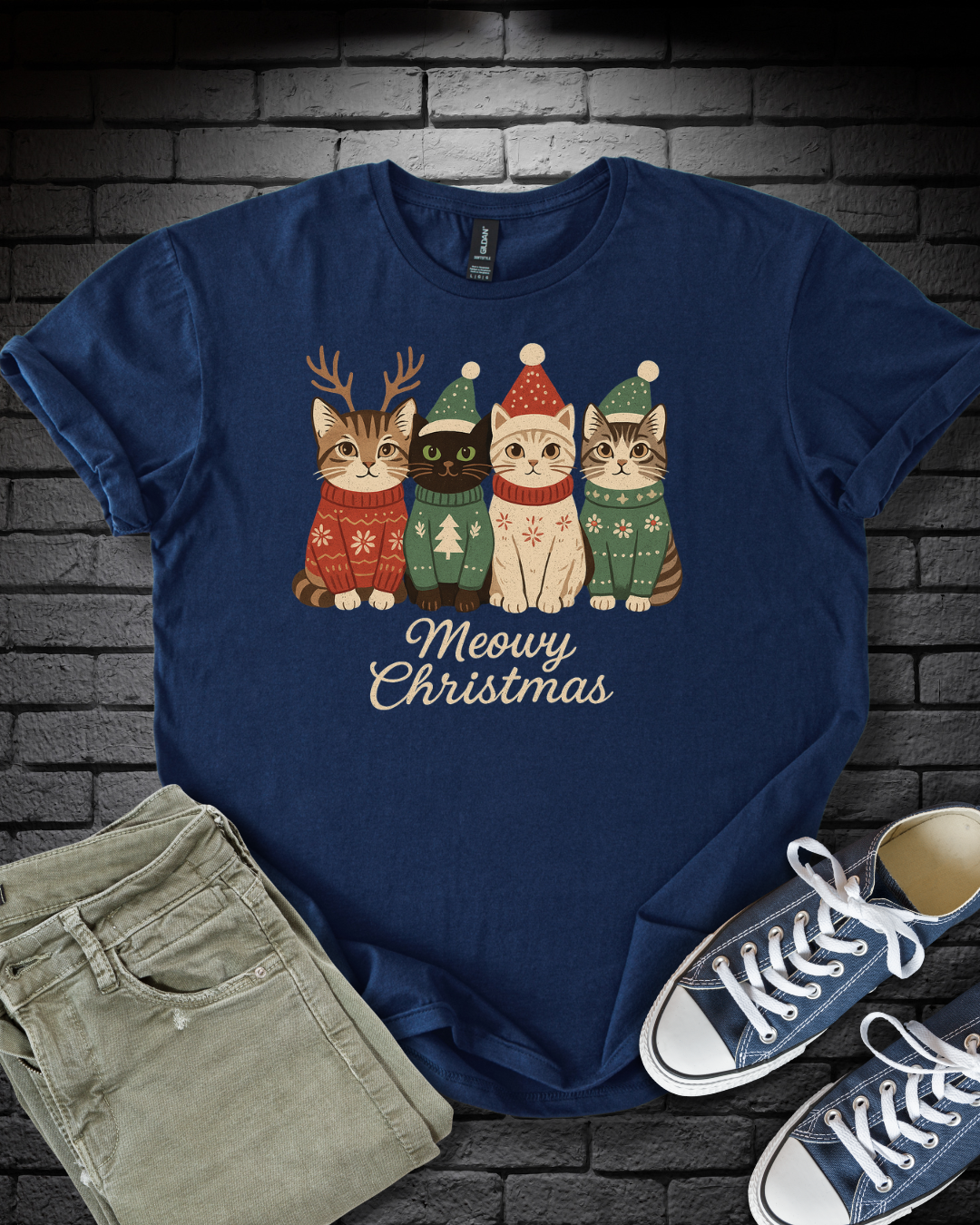 Meowy Christmas Cat T-Shirt
