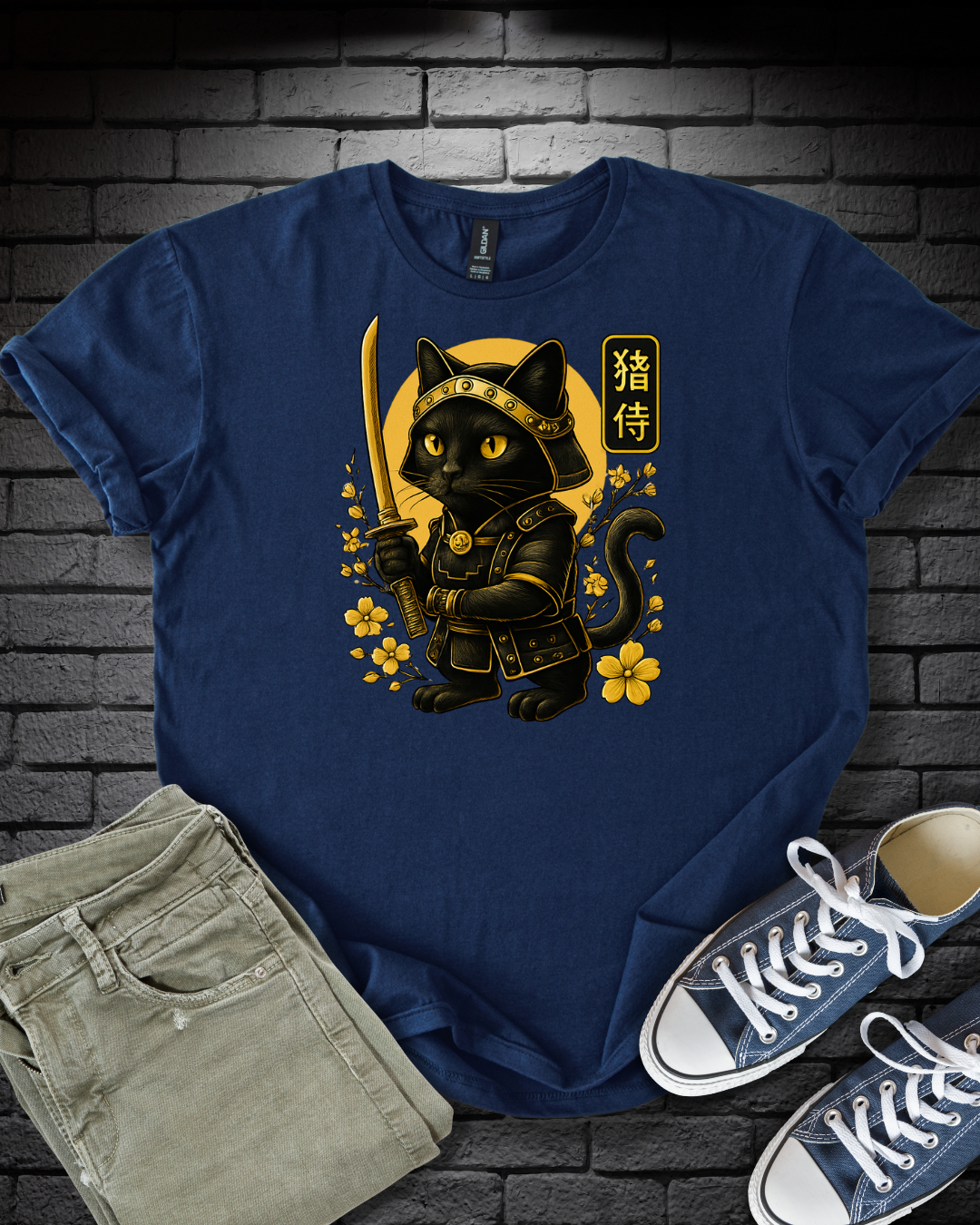 Golden Samurai Cat T-Shirt