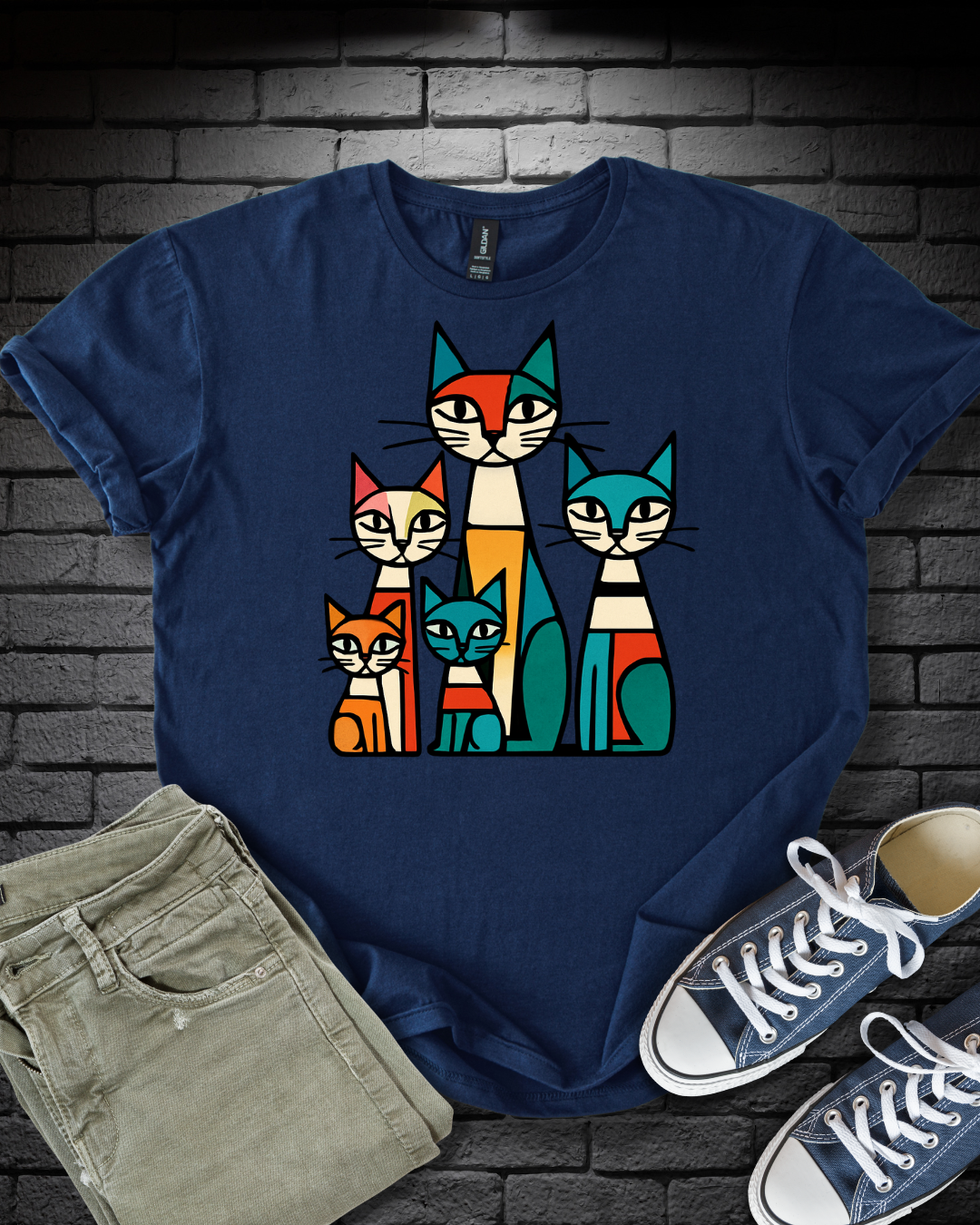 Abstract Cat Family T-Shirt