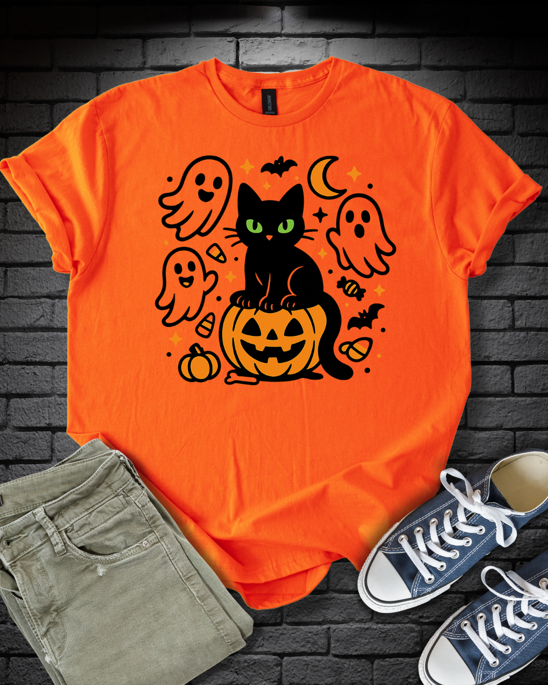 Halloween Cat and Ghosts