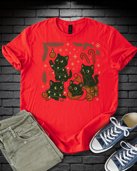 Kitten Christmas Mischief T-Shirt
