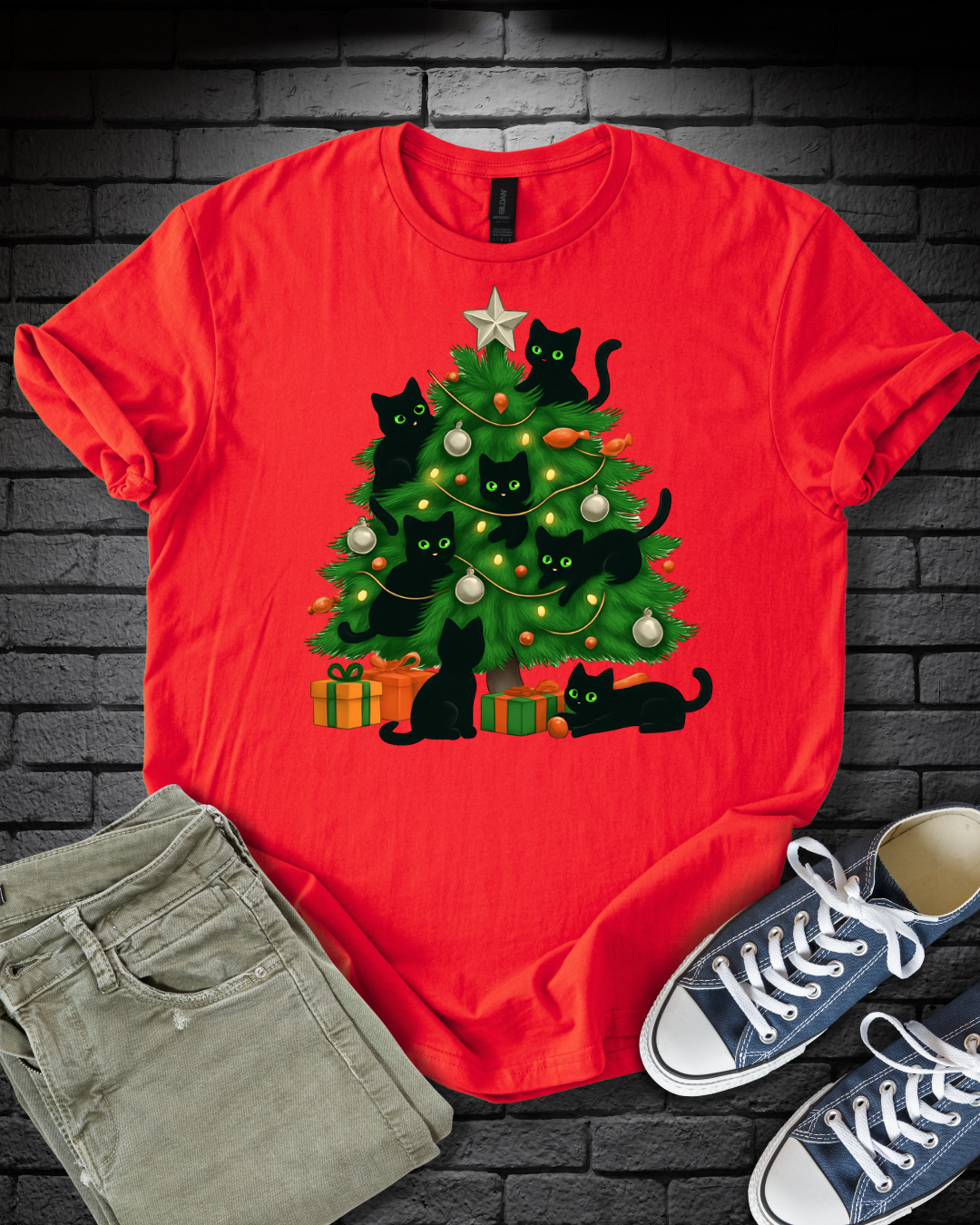 Playful Kitten Christmas Tree T-Shirt