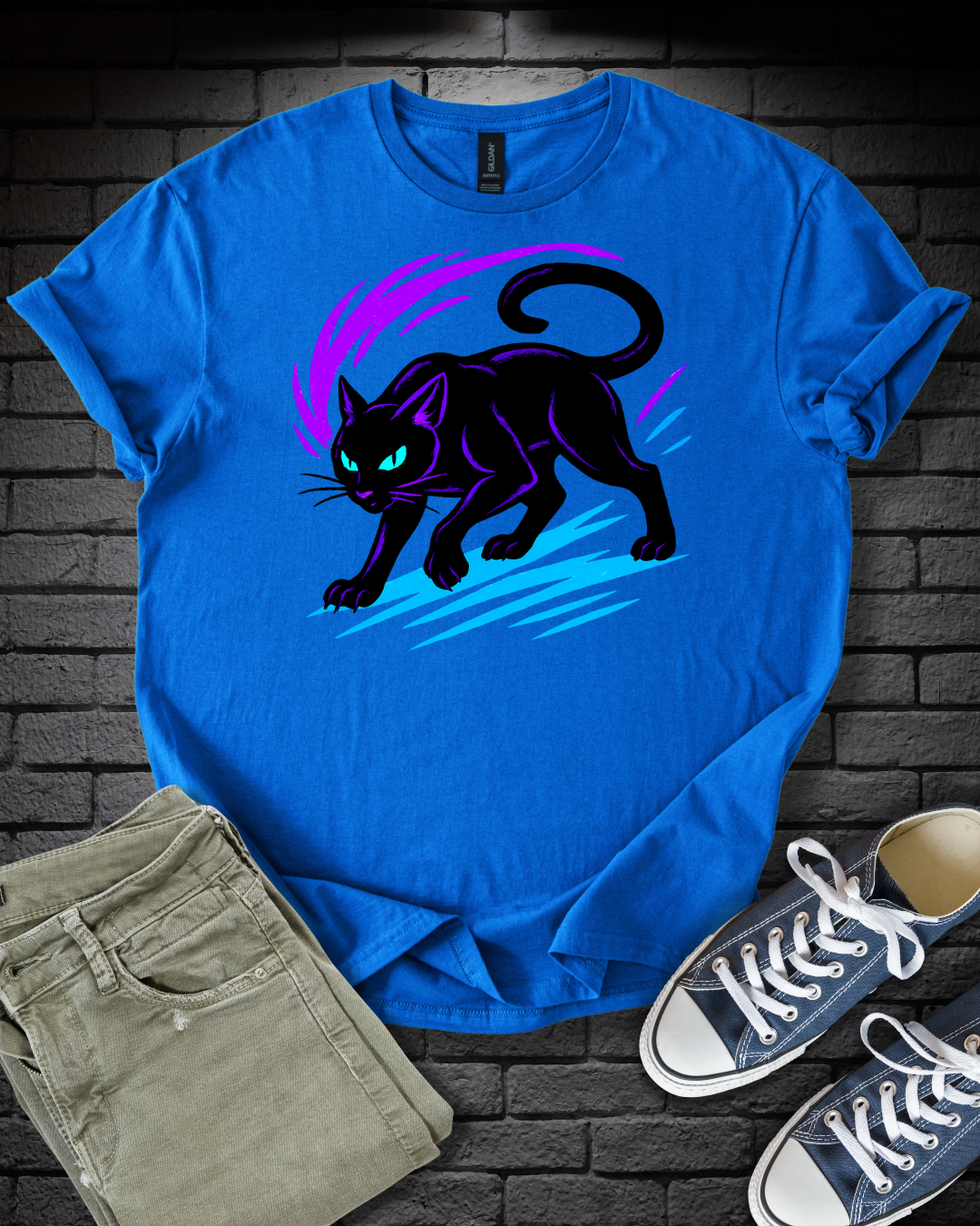 Neon Black Cat T-Shirt