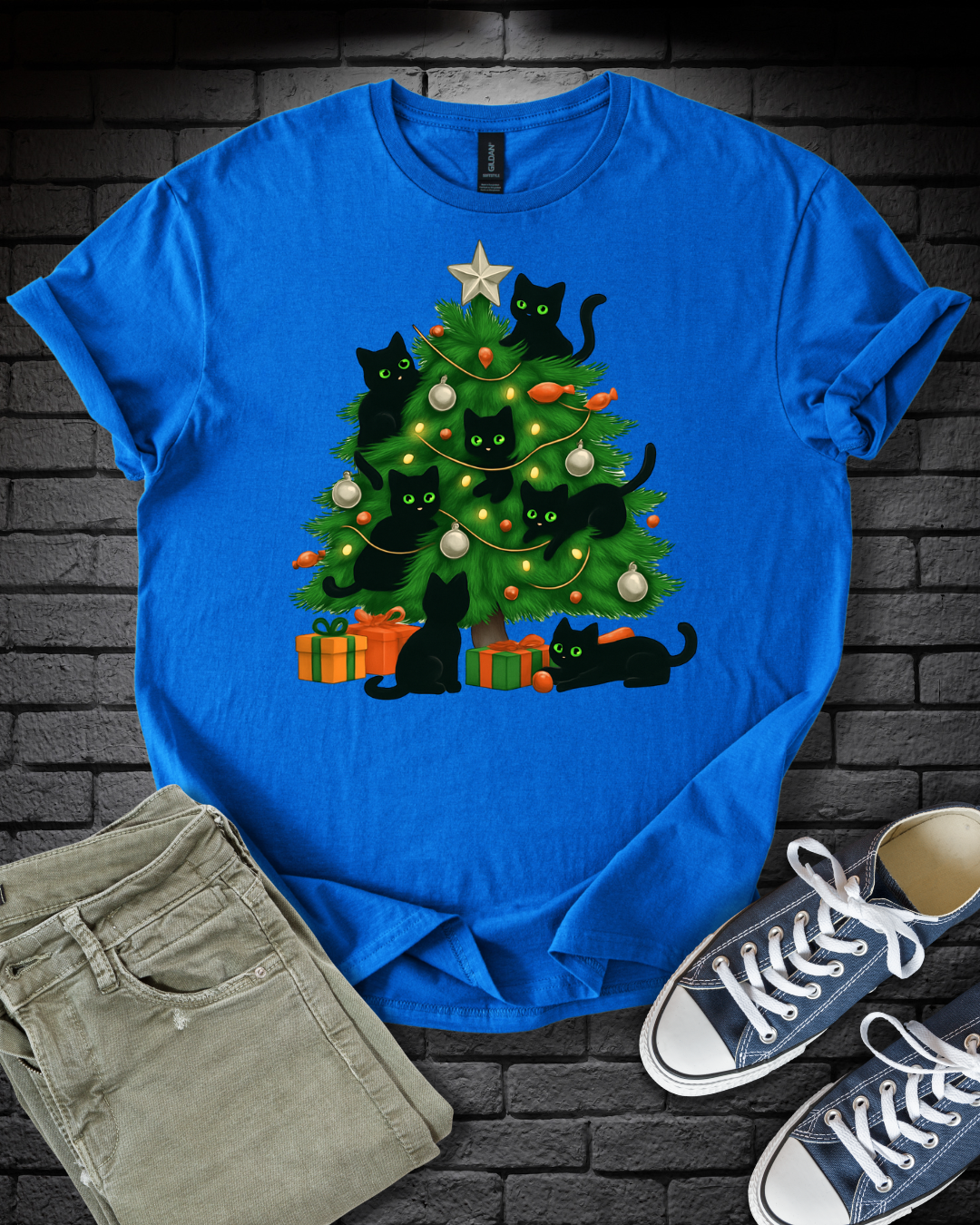 Playful Kitten Christmas Tree T-Shirt