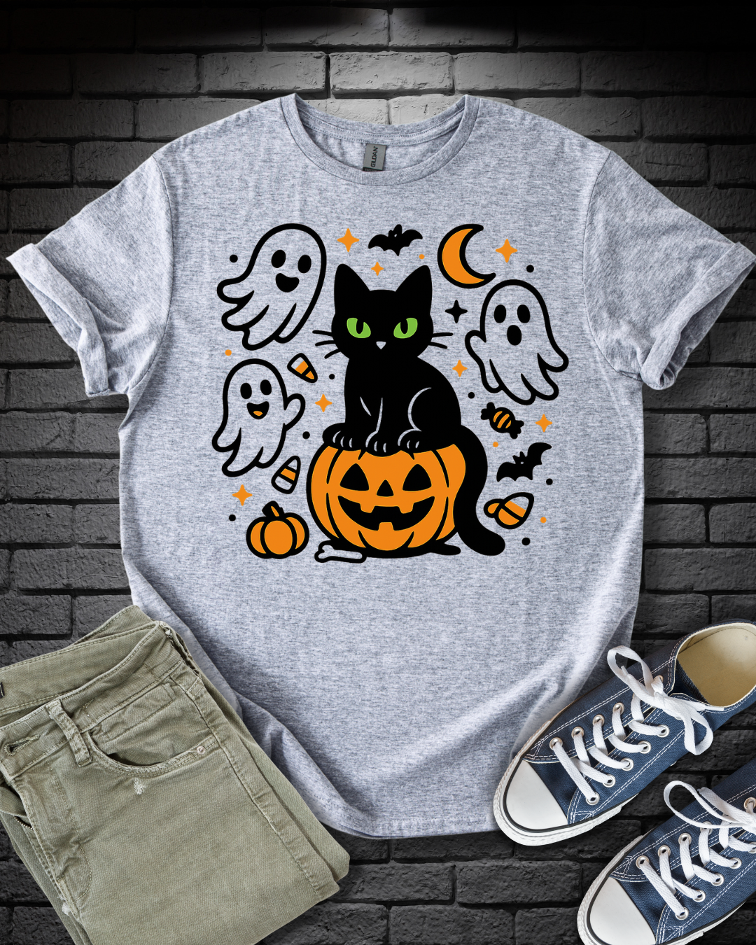 Halloween Cat and Ghosts