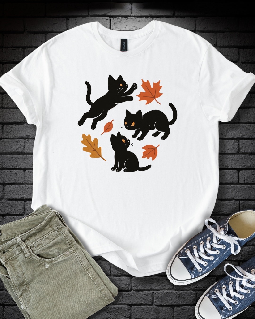 Black Cats Love Fall T-Shirt