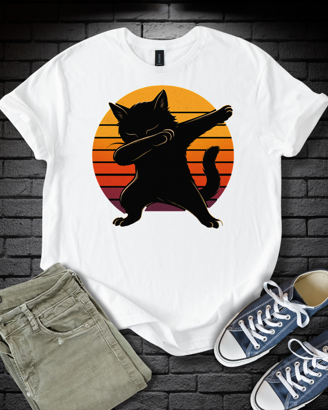 Dabbing Sunset Cat T-Shirt
