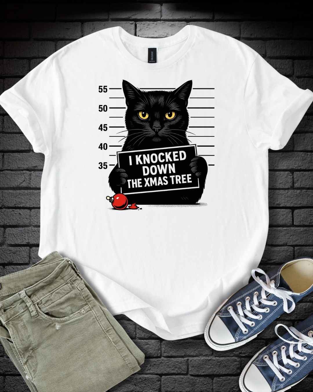 Cat Christmas Mugshot T-Shirt