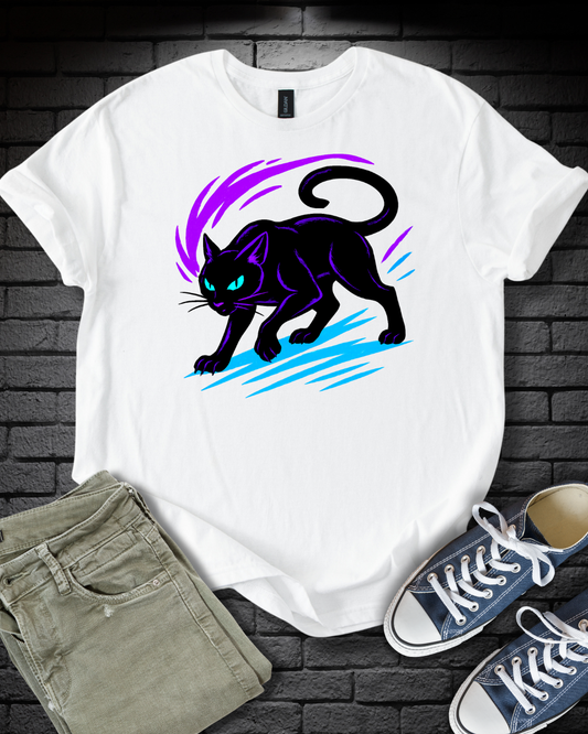 Neon Black Cat T-Shirt