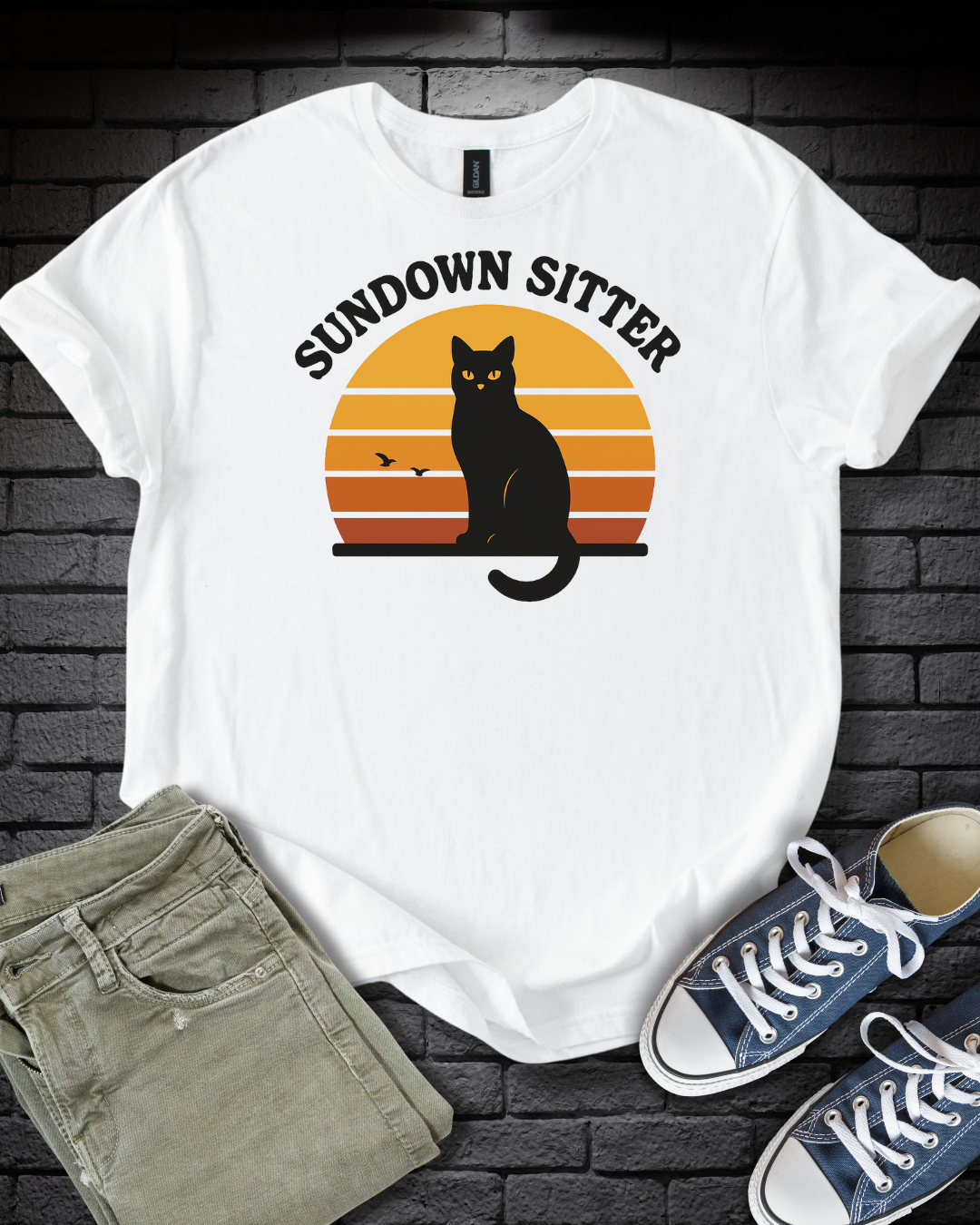Sundown Sitter Cat T-Shirt