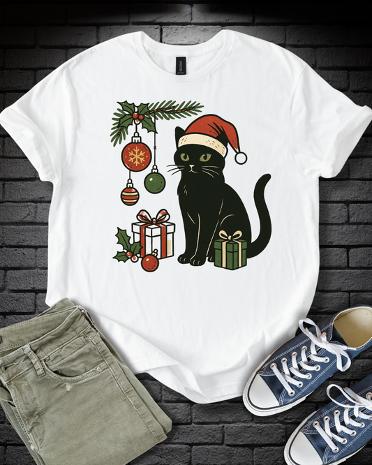 Black Cat Christmas T-Shirt