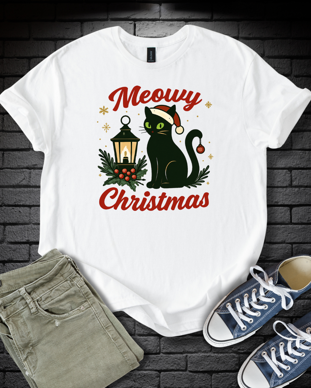 Black Cat Christmas T-Shirt