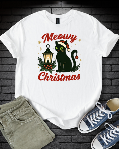 Black Cat Christmas T-Shirt