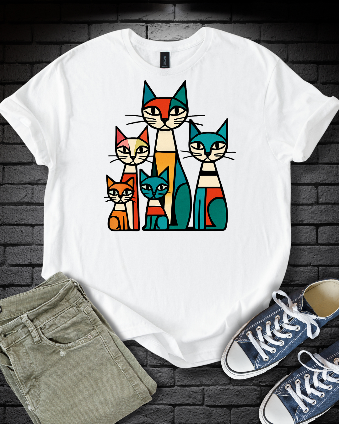 Abstract Cat Family T-Shirt