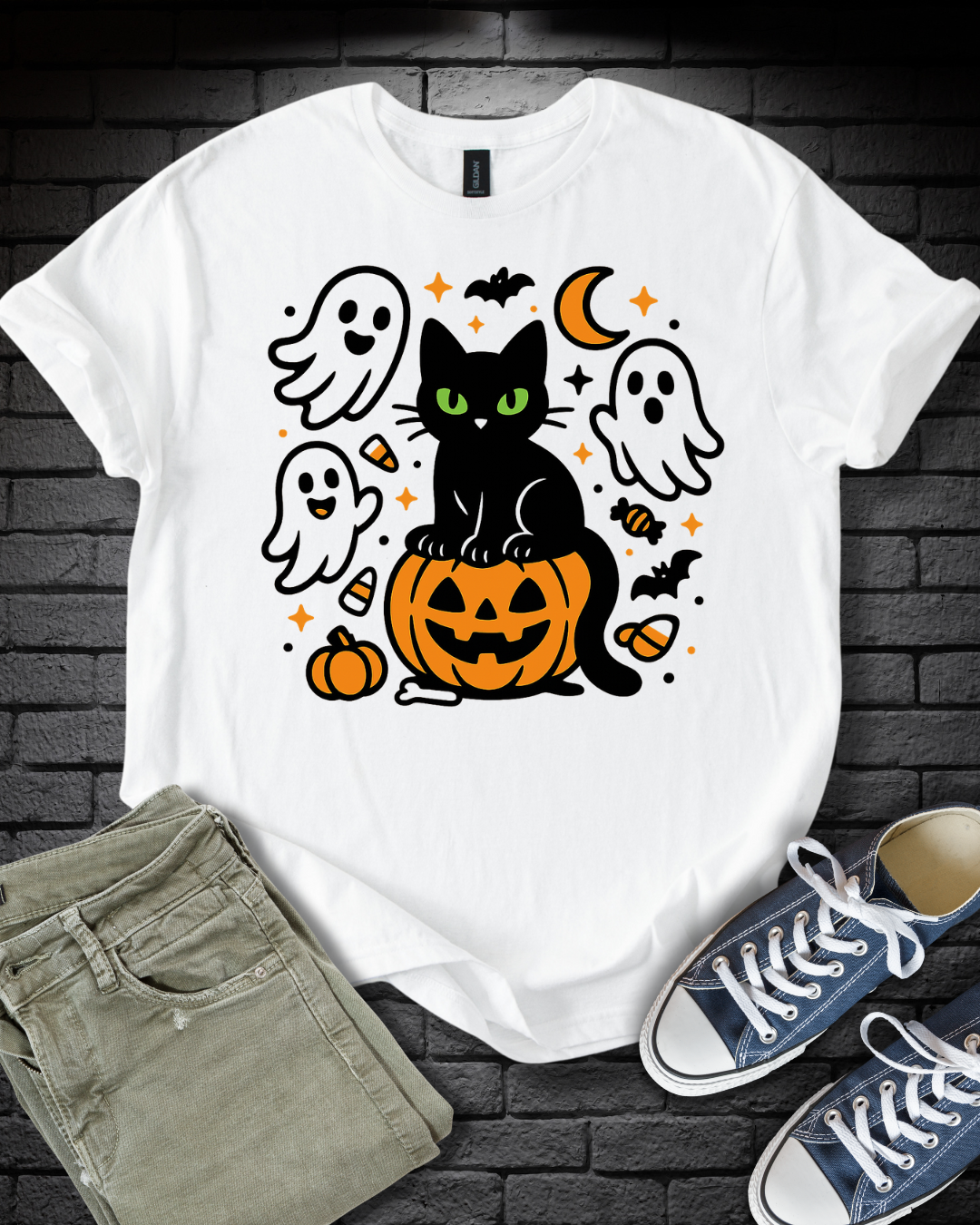Halloween Cat and Ghosts