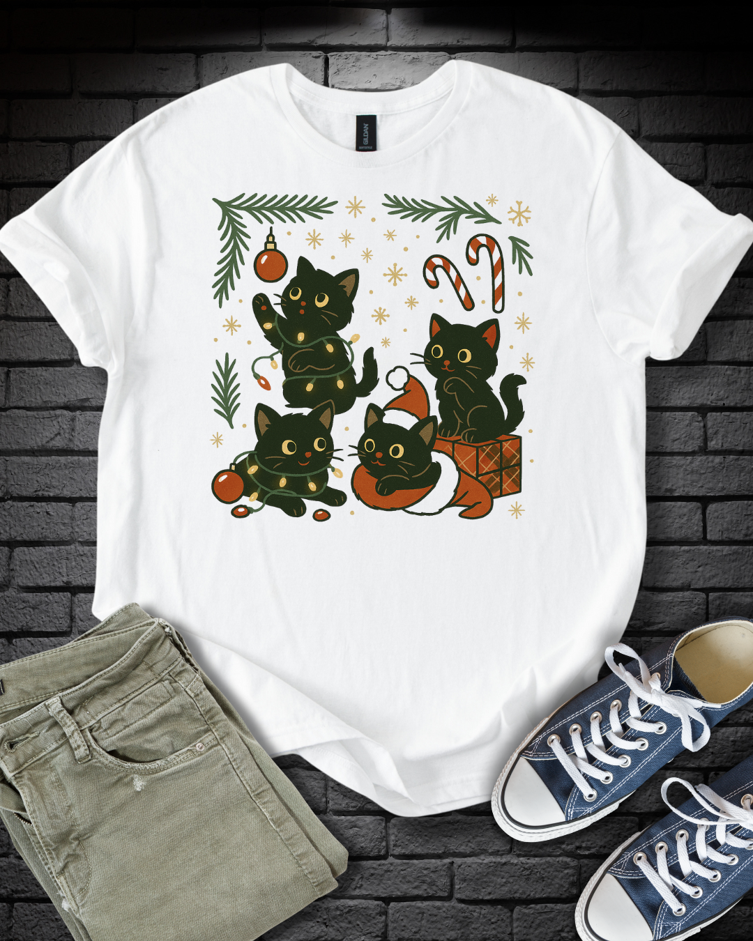 Kitten Christmas Mischief T-Shirt