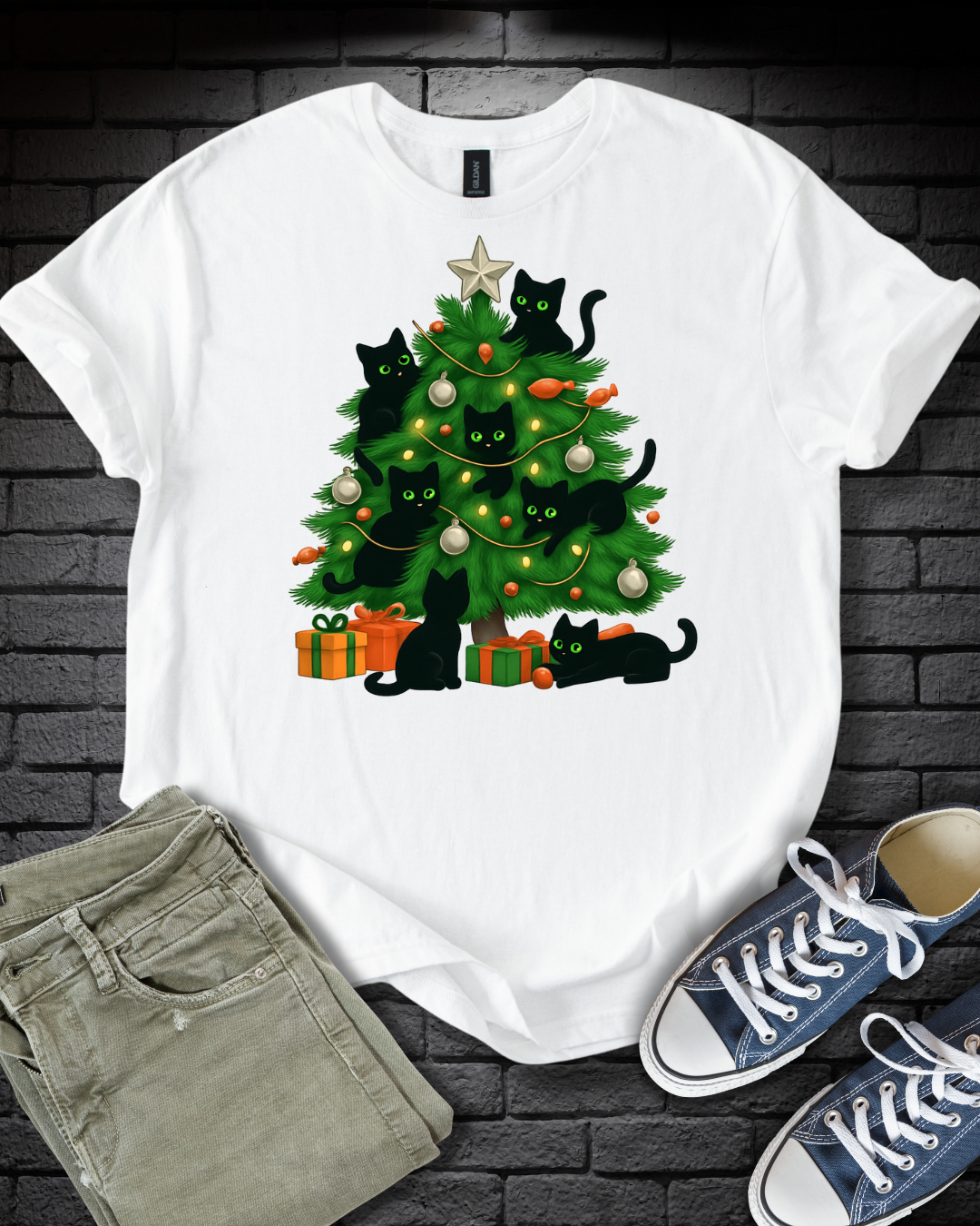 Playful Kitten Christmas Tree T-Shirt