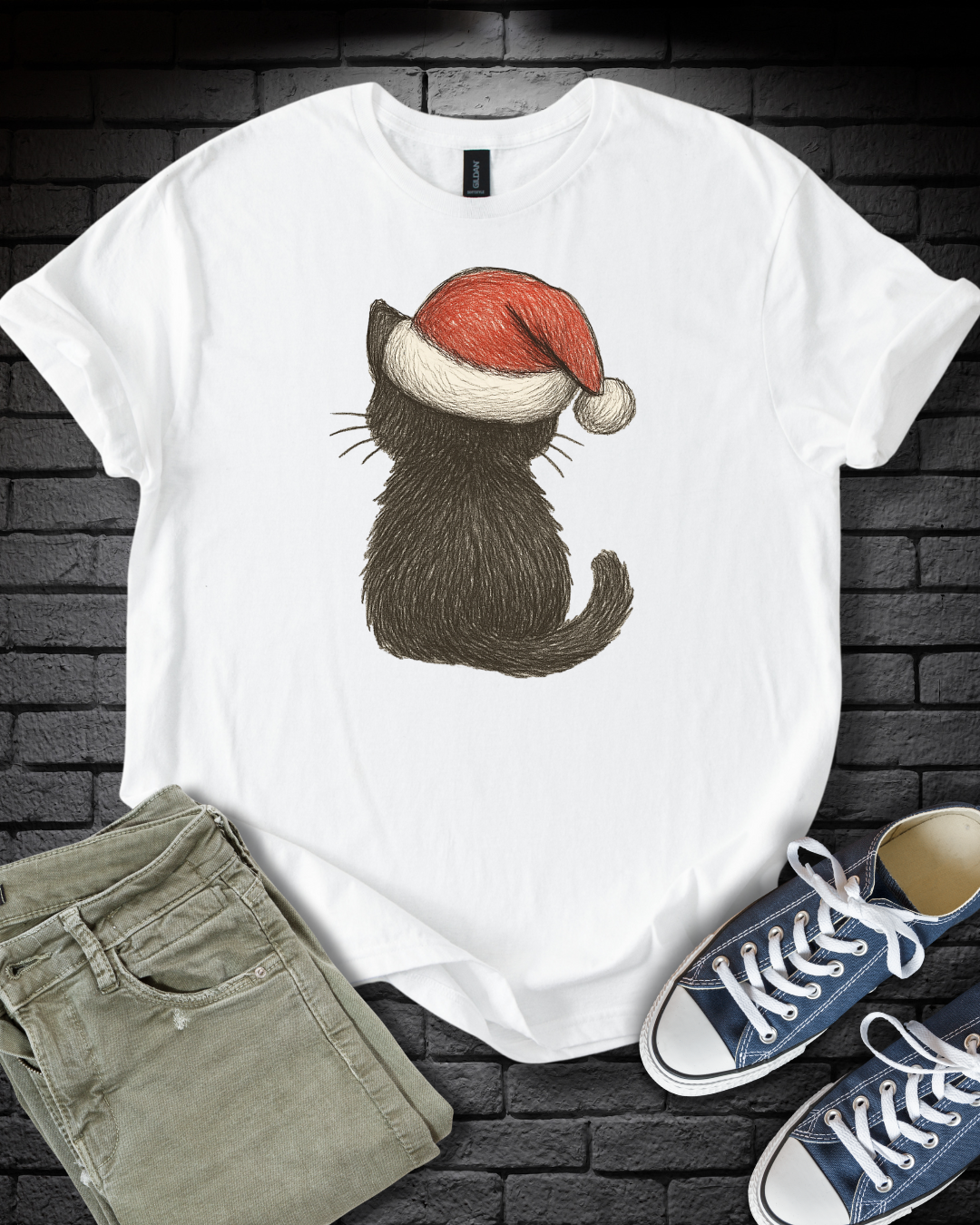 Kitten In Santa Hat T-Shirt