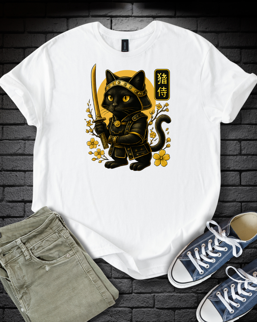 Golden Samurai Cat T-Shirt
