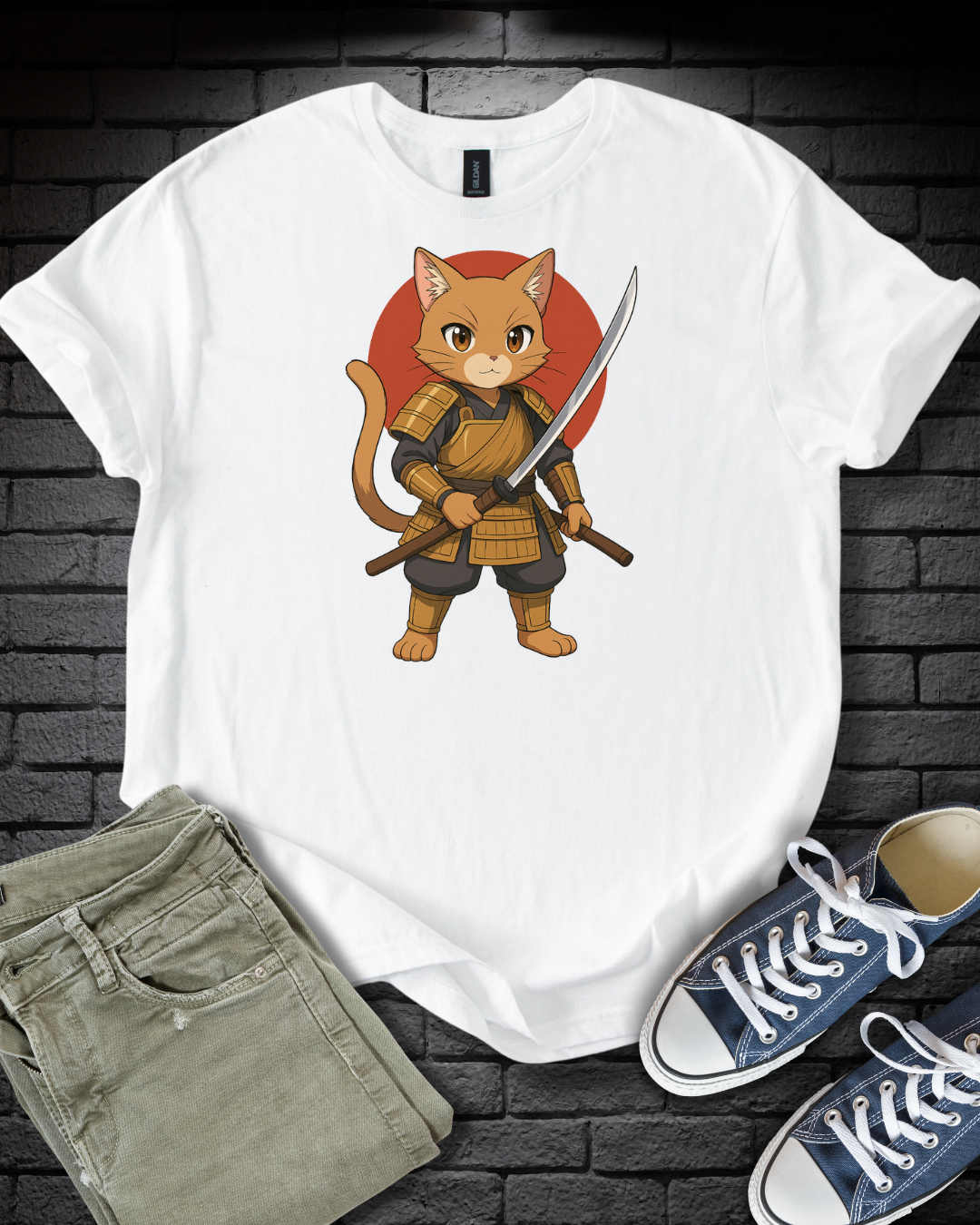 Anime Samurai Cat T-Shirt